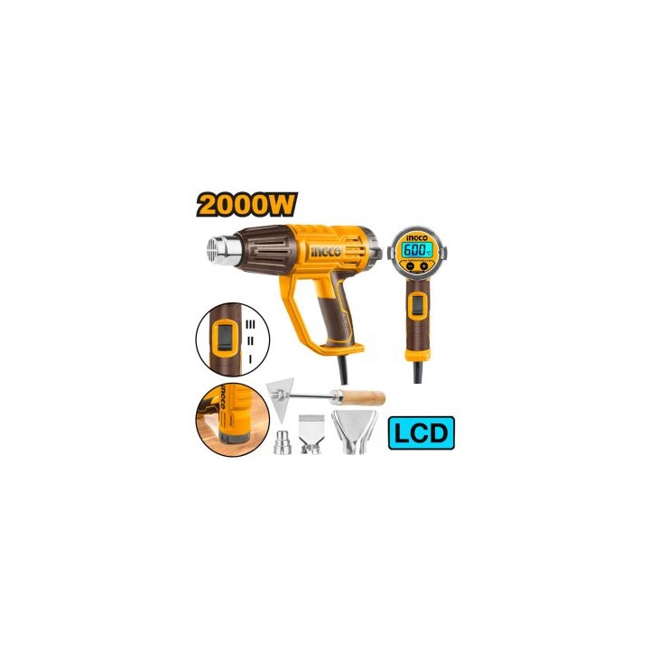 INGCO HG200058 HEAT GUN 2000W + ASS LCD
