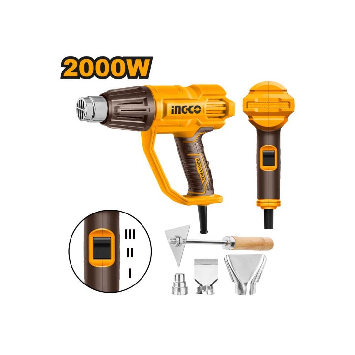 INGCO HG200078 Heat Gun 2000W + Accessories