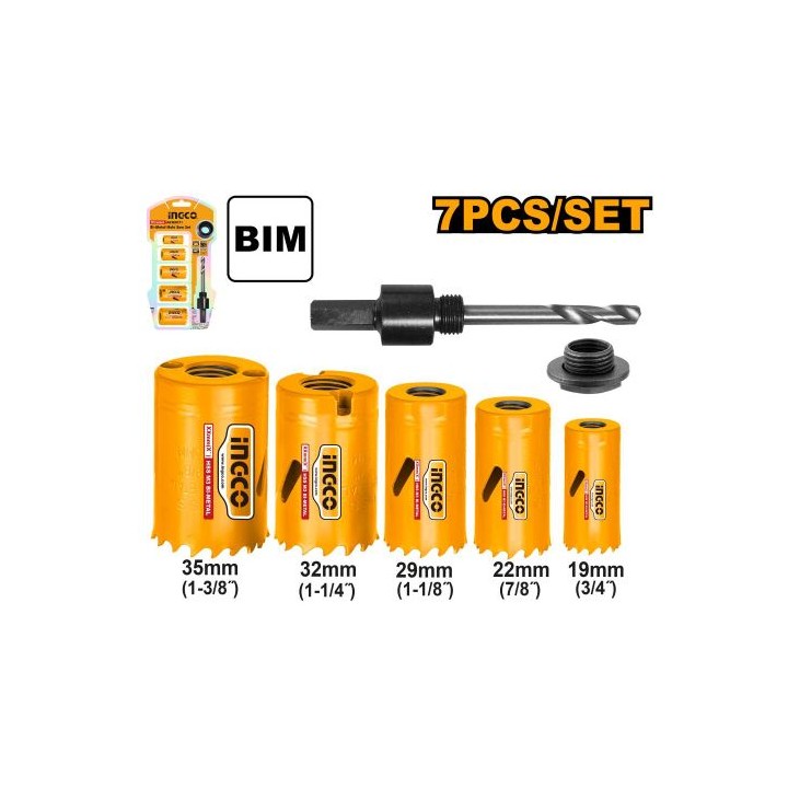 INGCO AKH0071 Holesaw Set 19-35MM 7PCE Bi-metal