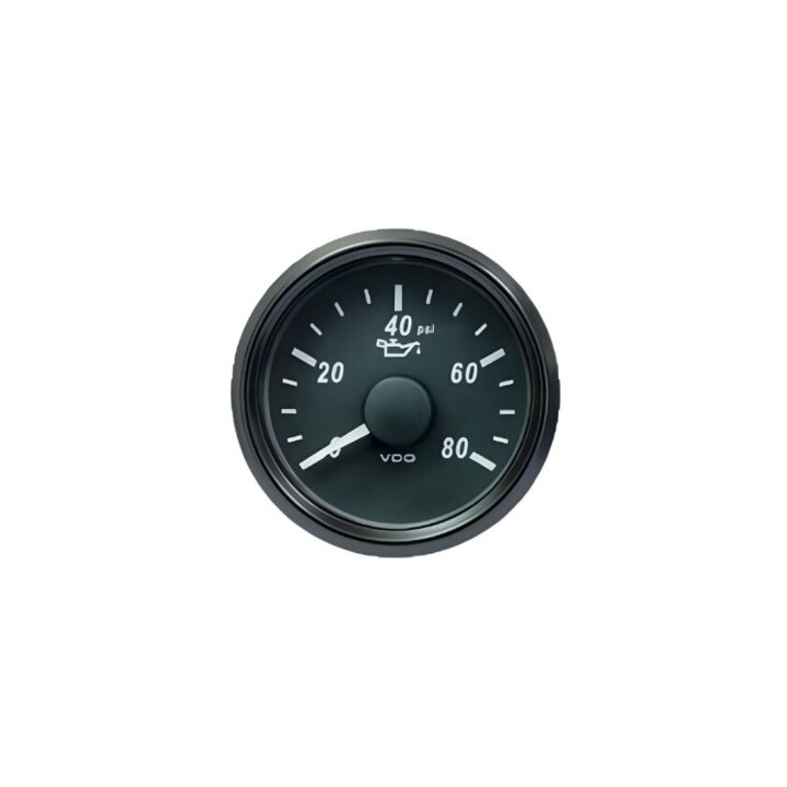 VDO Pressure Gauge Singleviu 52mm 80 PSI Oil 10 184ohm 12V/24V