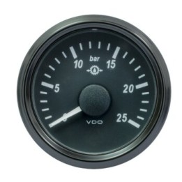 VDO Pressure Gauge Singleviu 52mm 25 Bar Trans 10 184ohm 12/24v