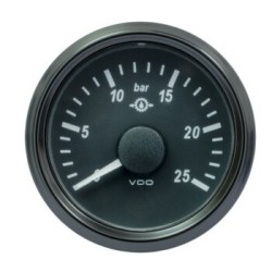 VDO Pressure Gauge Singleviu 52mm 25 Bar Trans 10 184ohm 12/24v