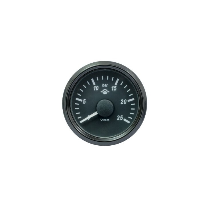VDO Pressure Gauge Singleviu 52mm 25 Bar Trans 10 184ohm 12/24v