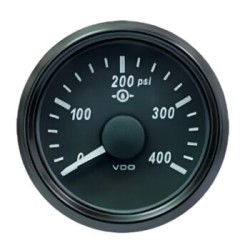 VDO Pressure Gauge Singleviu 52mm 400 PSI Trans 10 184ohm 12/24v