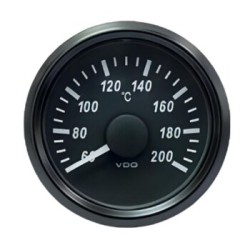 VDO Temperature Gauge Singleviu 52mm 200c Cyl 482,5 14,3ohm 12/24v