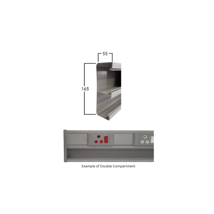 BE-CEN-0000219 ECO2 Double Compartment PVC Power Skirting Per 2.5mtr Length - Various colours - Grey
