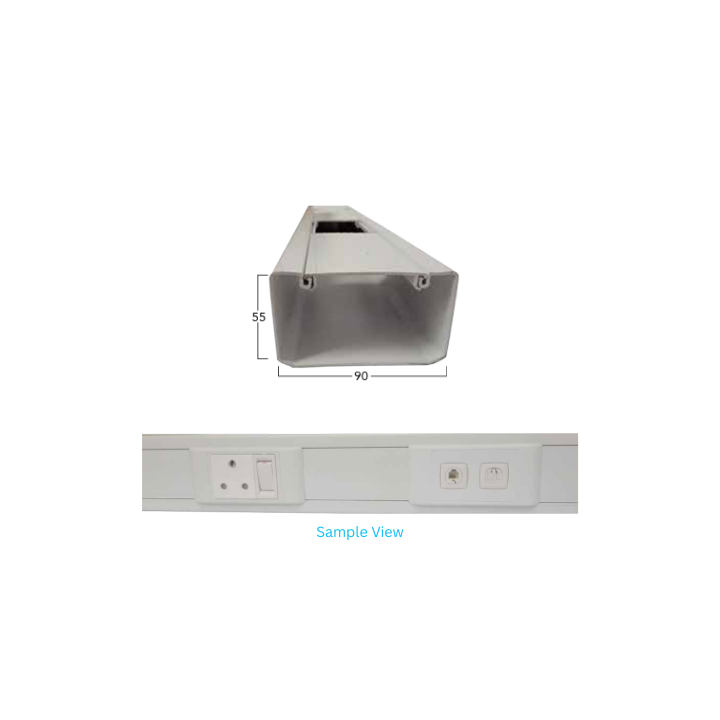 BE-CEN-0000119 ECO1 Single Compartment PVC Power Skirting Per 2.5mtr Length - Various colours - Black