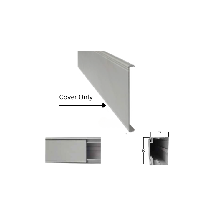 BE-CEN-0000186 P802 Single Compartment Power Skirting Cover Only Per 2.4mtr Length - Various colours - Hospital Grey