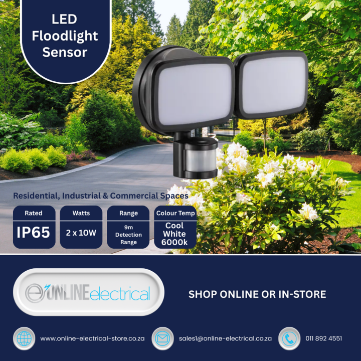 O-lite BE-MCE-0000228 10W x 2Light LED Floodlight c/w Daynight Sensor