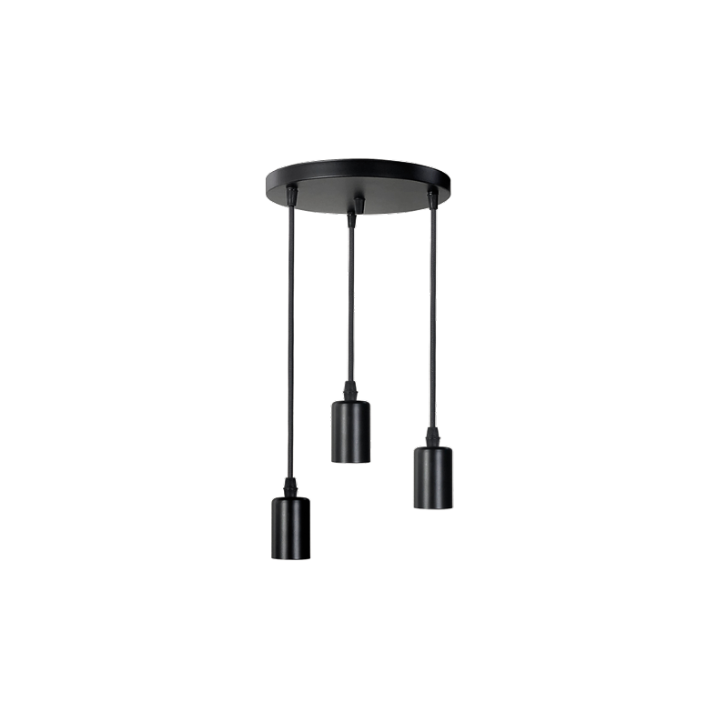 O-lite BE-MCE-0000274 OL-PEND-RND-BK Black Aluminium 3X E27 Pendant