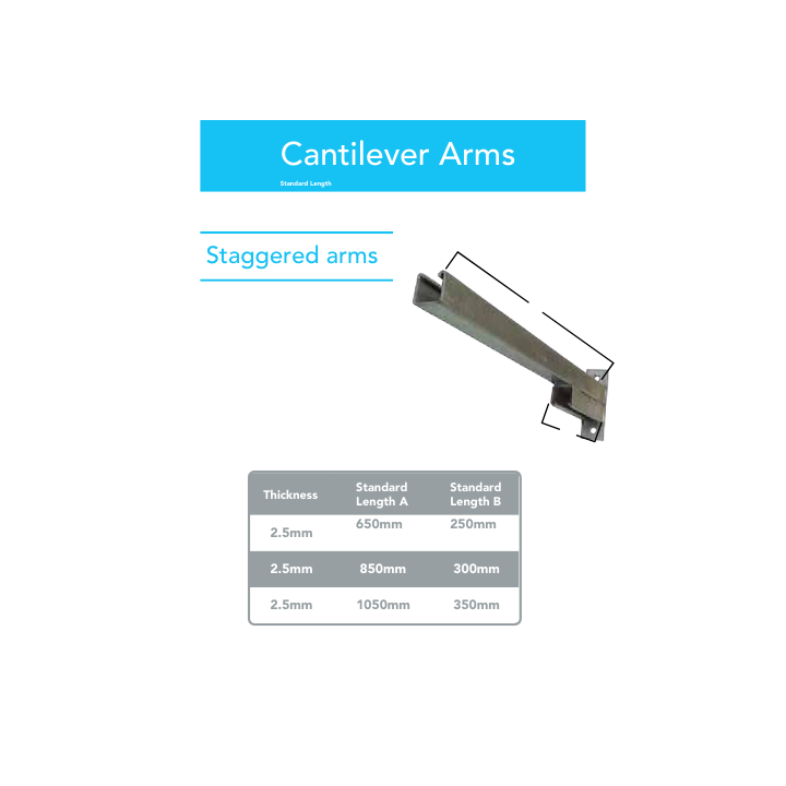 BE-CEN-0000076 Cantilever Arms Half Double Arm 254 series - Variants Lengths - 850mm
