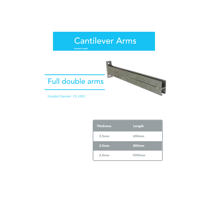 BE-CEN-0000078 Cantilever Arms Full Double Arm 254 series - Variant Lengths - 650mm