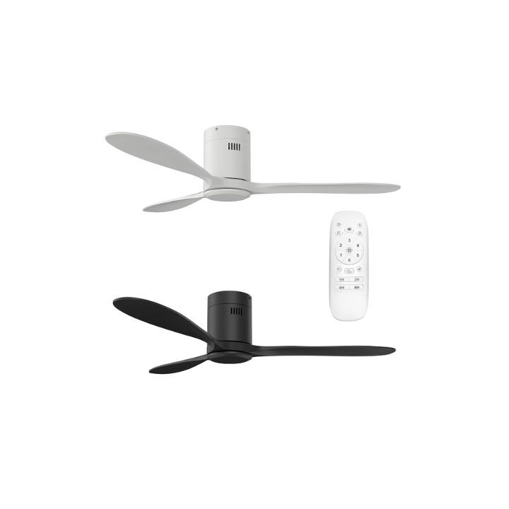 Solent BE-CEI-0000003 Ceiling Fan Hugger 3Blade 1320mm + Remote - No Light - Black & Oak