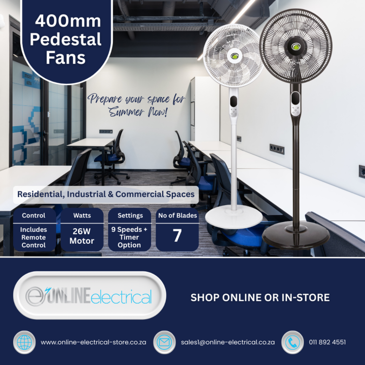 Solent ST-BA04-FAN-002 400mm Pedestal Fan - Black