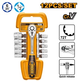 INGCO HKTS12122 12 PIECE 1/2 INCH SOCKET SET