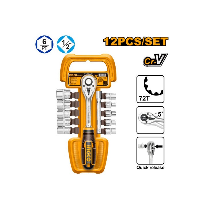 INGCO HKTS12122 12 PIECE 1/2 INCH SOCKET SET