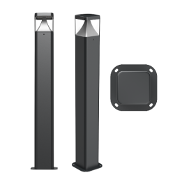 Pioled BE-PIO-0000076 LED Bollard 12W 4CCT IP65 Square Black FB002