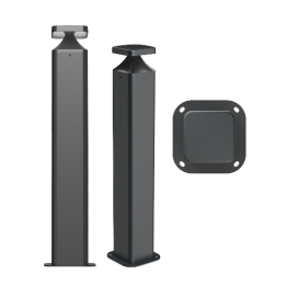 Pioled BE-PIO-0000128 LED Bollard 12W 4CCT IP65 Square Black FUJI FB004