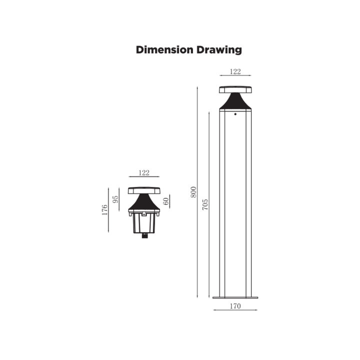 Pioled BE-PIO-0000128 LED Bollard 12W 4CCT IP65 Square Black FUJI FB004