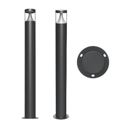 Pioled BE-PIO-0000020 LED Bollard 12W 4CCT IP65 Round Black FB001