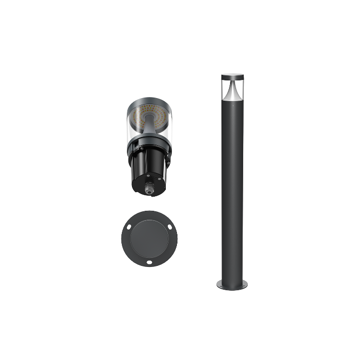 Pioled BE-PIO-0000020 LED Bollard 12W 4CCT IP65 Round Black FB001