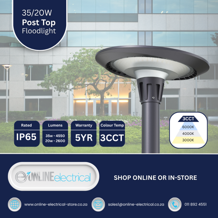 Pioled BE-PIO-0000129 Solar LED 20/35W 3CCT Vista IP65 Post Top