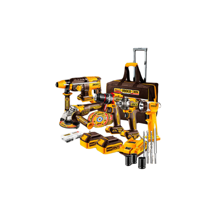 INGCO CKLI20595 5in1 Industrial Combo Kit in Bag 20V PS+C/L