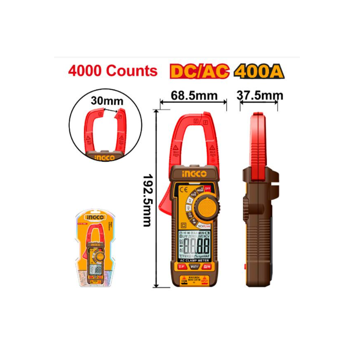 INGCO DCM62002 Clamp Meter 400A AC/DC True RMS