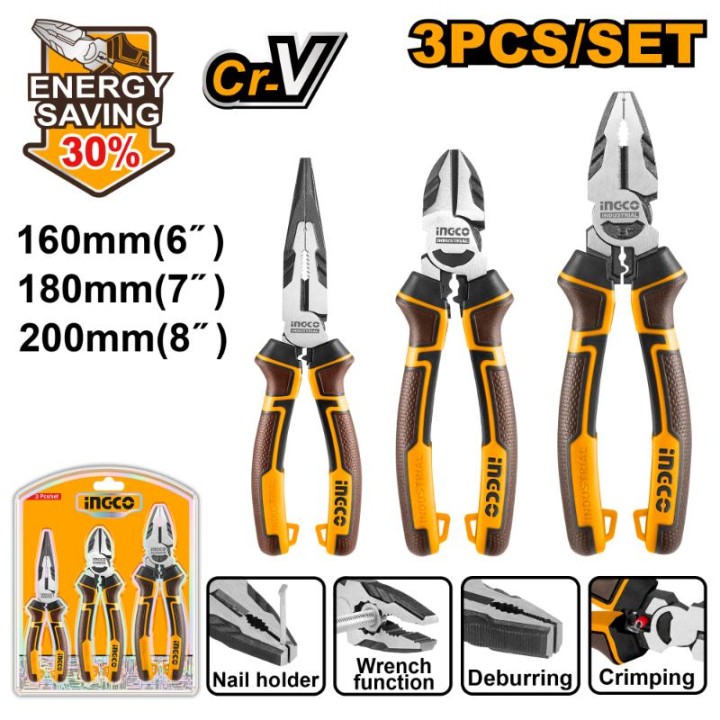 INGCO HKHLPS2831 PLIER SET 3P HL