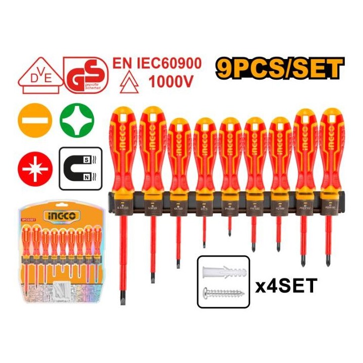 INGCO HKISD0908 SCREWDRIVER SET 9PCE 1000V