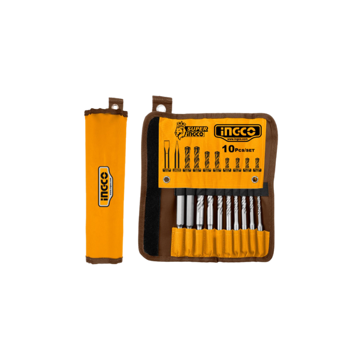 INGCO AKD2101 DRILL BIT SET 10PCE + CHISEL