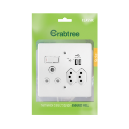 Crabtree ST-SHO10-CRA-015 Double Socket USB/SA/EURO + Cover 4X4 Crabtree 18026/101P