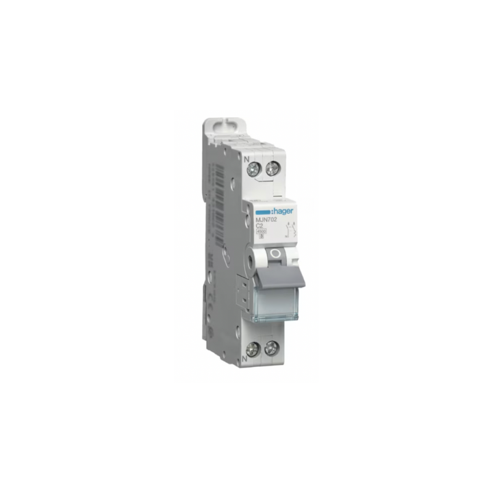 Hager MJT702 2A 4.5KA 1PH+N C Curve Circuit Breaker