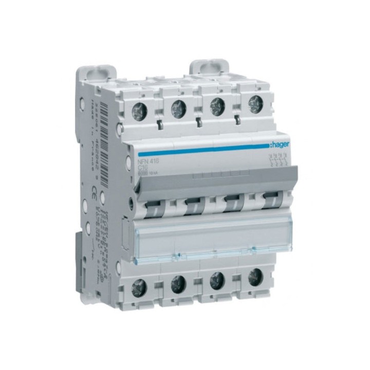 Hager NFN450 50A 4P 10KA C Curve Circuit Breaker