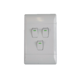 CBI ST-SHO13-CBI-003 3Lever 1Way 16A Light Switches White CBI Range L124-P 3L1W 2X4