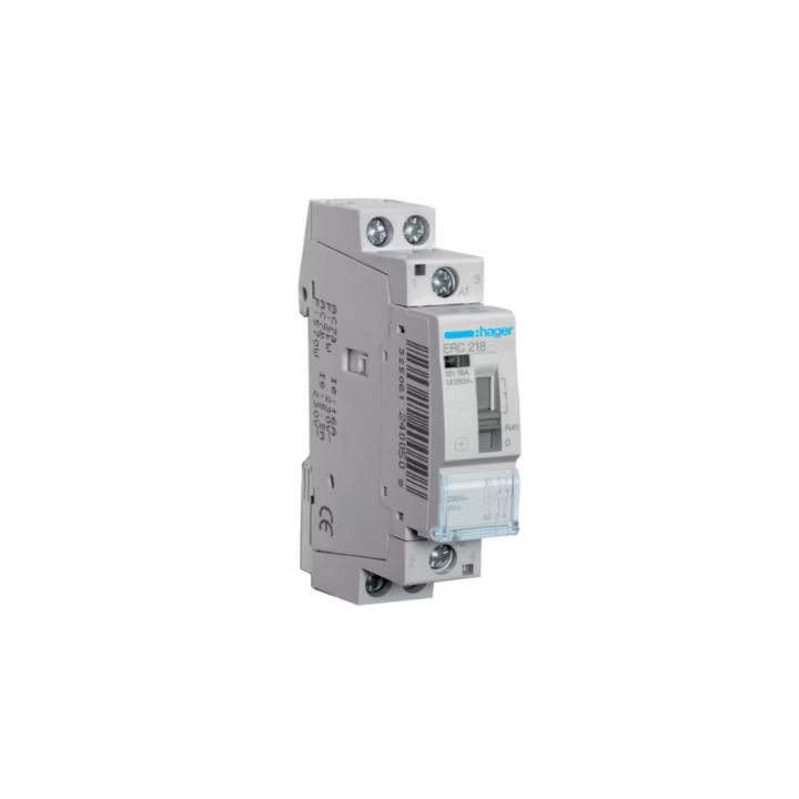 Hager ERC218 16A 230V 1NO+1NC CONTACTOR c/w MANUAL OVERRIDE