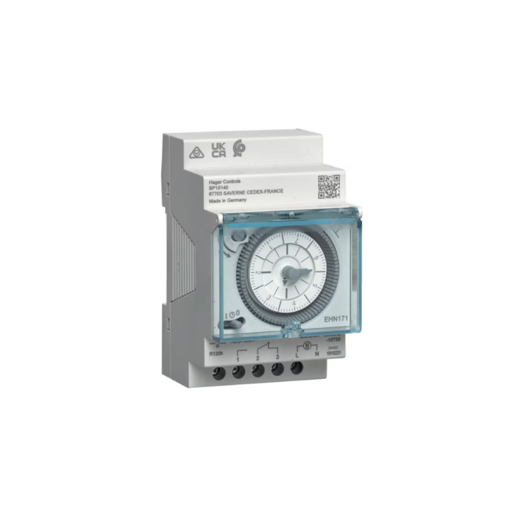 Hager EHN171 7Day Analog Timer with 120hr Time Reserve