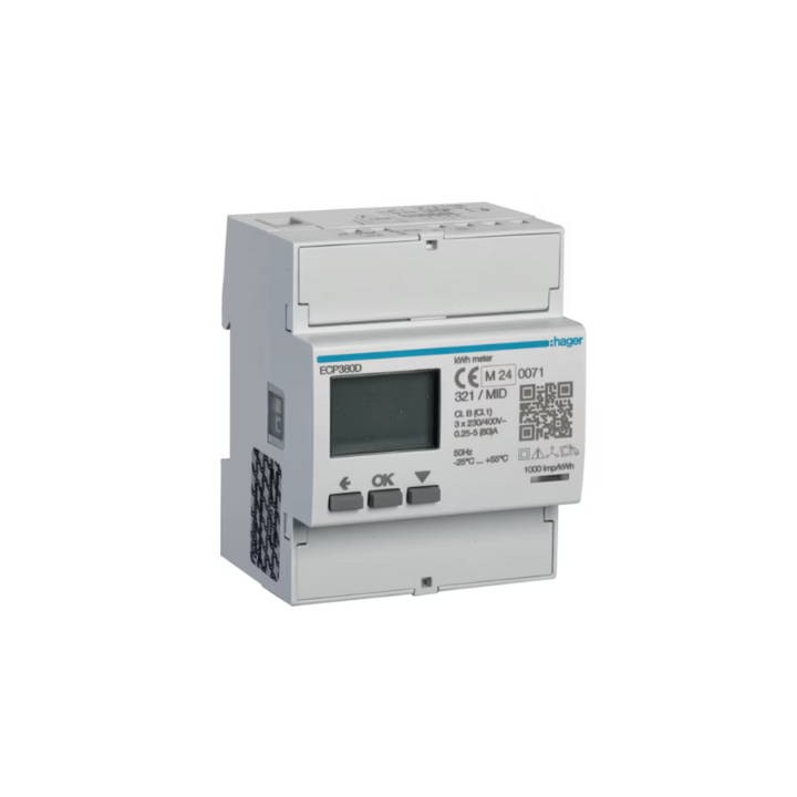 Hager ECP380D 80A 3P KWH METER DIRECT