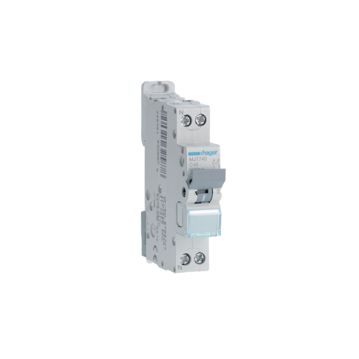 Hager MJT740 40A 4.5KA 1PH+N C Curve Circuit Breaker