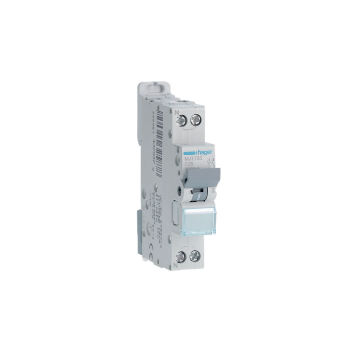 Hager MJT725 25A 4.5KA 1PH+N C Curve Circuit Breaker