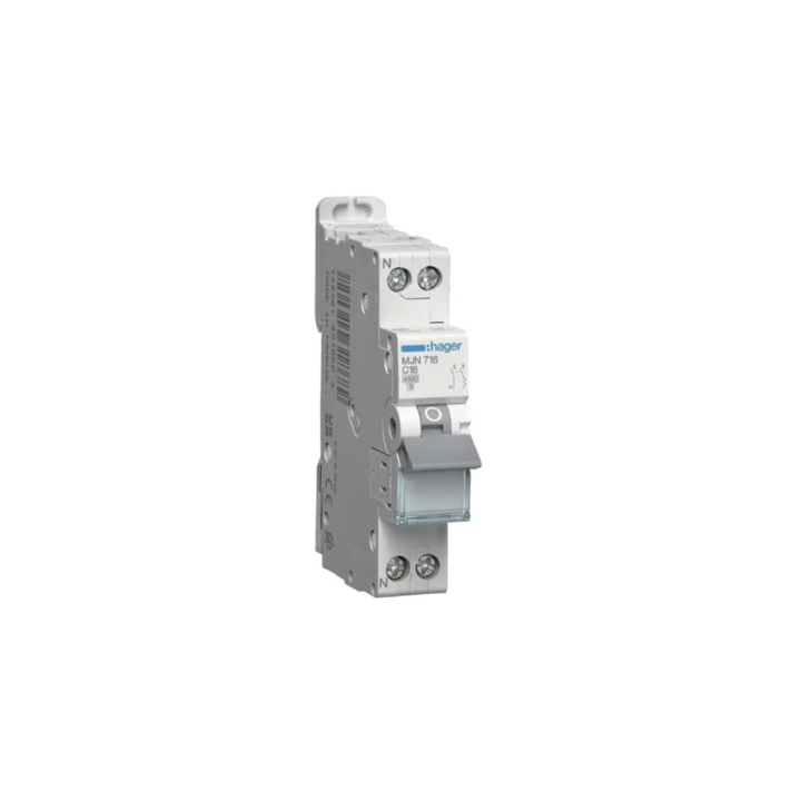 Hager MJT716 16A 4.5KA 1PH+N C Curve Circuit Breaker