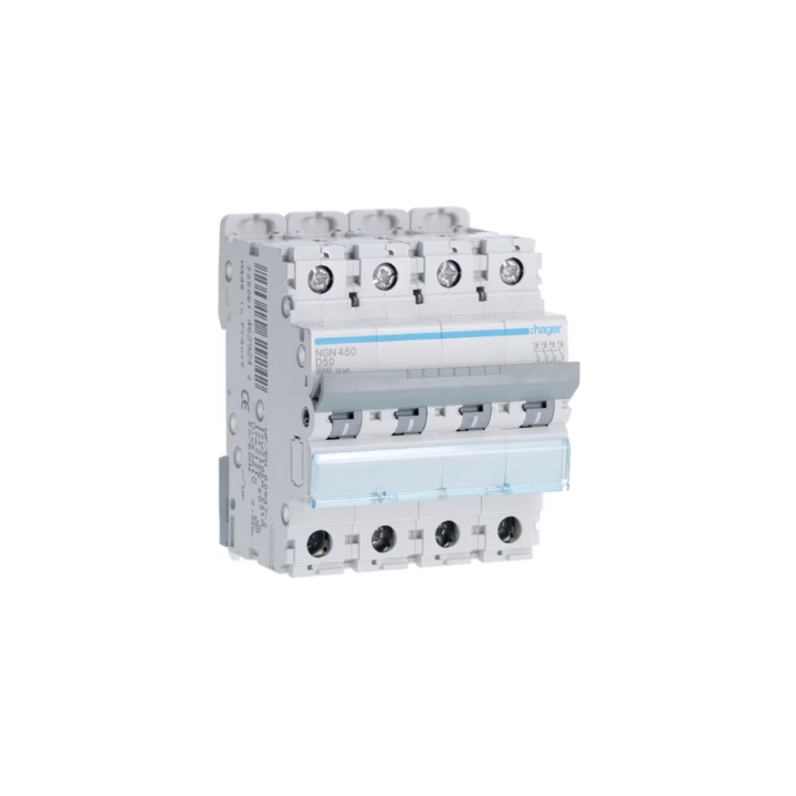 Hager NGN450 50A 4P 10KA D Curve Circuit Breaker
