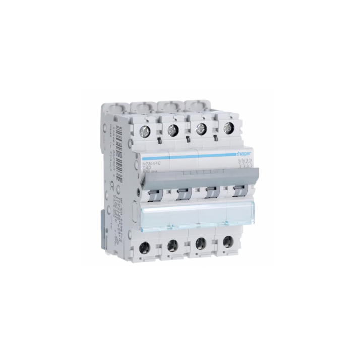 Hager NGN440 40A 4P 10KA D Curve Circuit Breaker