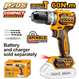 INGCO CIDLI206681 20V PS+ C/L DRILL B/LESS 66NM IMP + AC