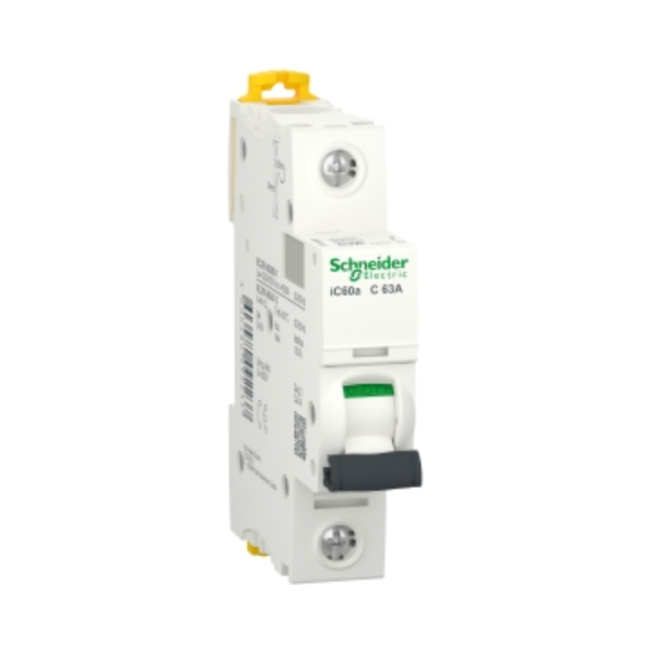 Schneider A9F64163 Acti9 iC60A 1P 63A 6KA C Curve Breaker
