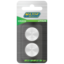 Major Tech CR2032-BP2 Lithium 3V Button Cell