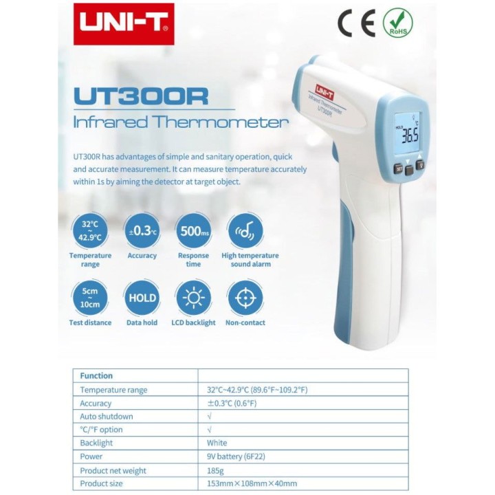 Uni-T UT300R Infrared Body Thermometer