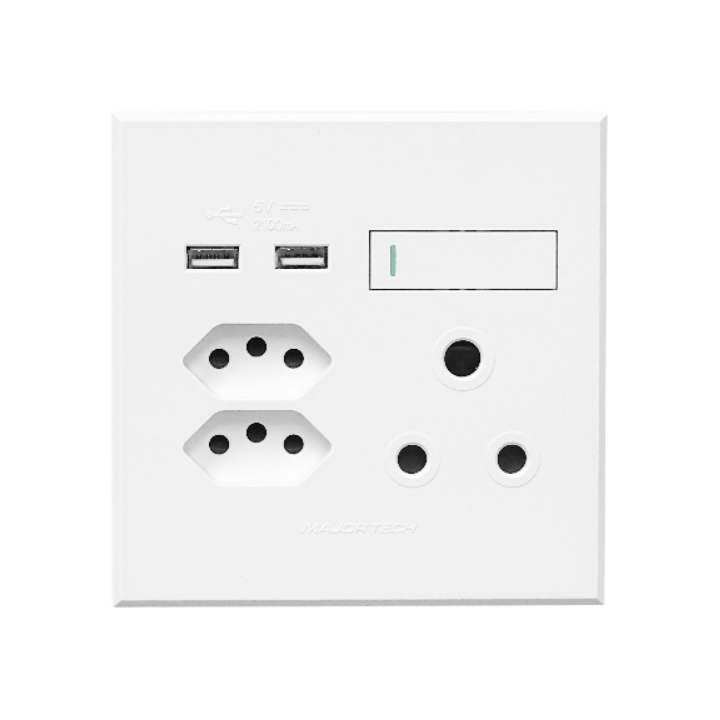 Veti BE-MAJ-0000289 1x16A + 2x Euro Slim Socket Outlet + 2xUSB 100x100mm Veti3 - Colour Options - Graphite/Titanium
