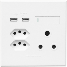 Veti ST-SHO12-VET-003 1x16A + 2x Euro Slim Socket Outlet + 2xUSB 100x100mm Veti3 - Colour Options - White
