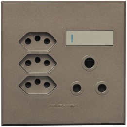 Veti BE-MAJ-0000277 1x16A + 3x Euro Slim Socket Outlet 100x100mm Veti - Colour Options - Titanium/Bronze